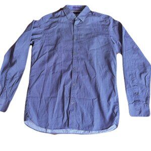 Ted Baker 3 Small Blue Hatch Pattern Button Front Shirt